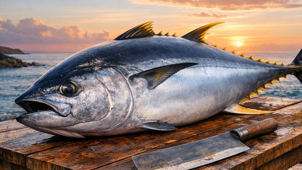 LIVE ! Masterful Yellowfin Tuna Cutting | Authentic Papua Fish Market Style 🐟🔪