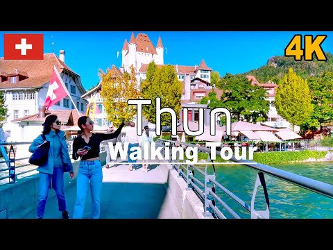 Thun Beautiful Swiss City Switzerland Walking Tour 4K🇨🇭