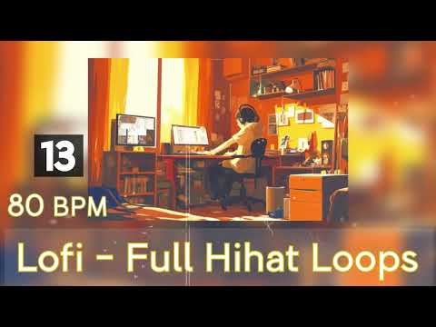 80 BPM Full Hihat Drum Loops 13 [FREE Serpent Lofi Sample Packs] | Royalty Free Stock Drum Samples