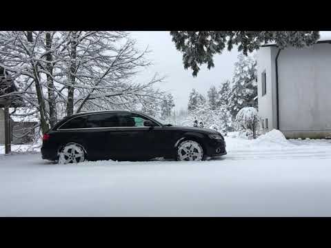 Audi A4 3.0tdi quattro test in snow slow-mo