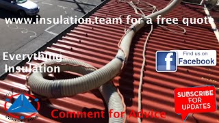 Pumping cellulose insulation under iron roof with my custom made tool for raked roofs 2016 07 19 13