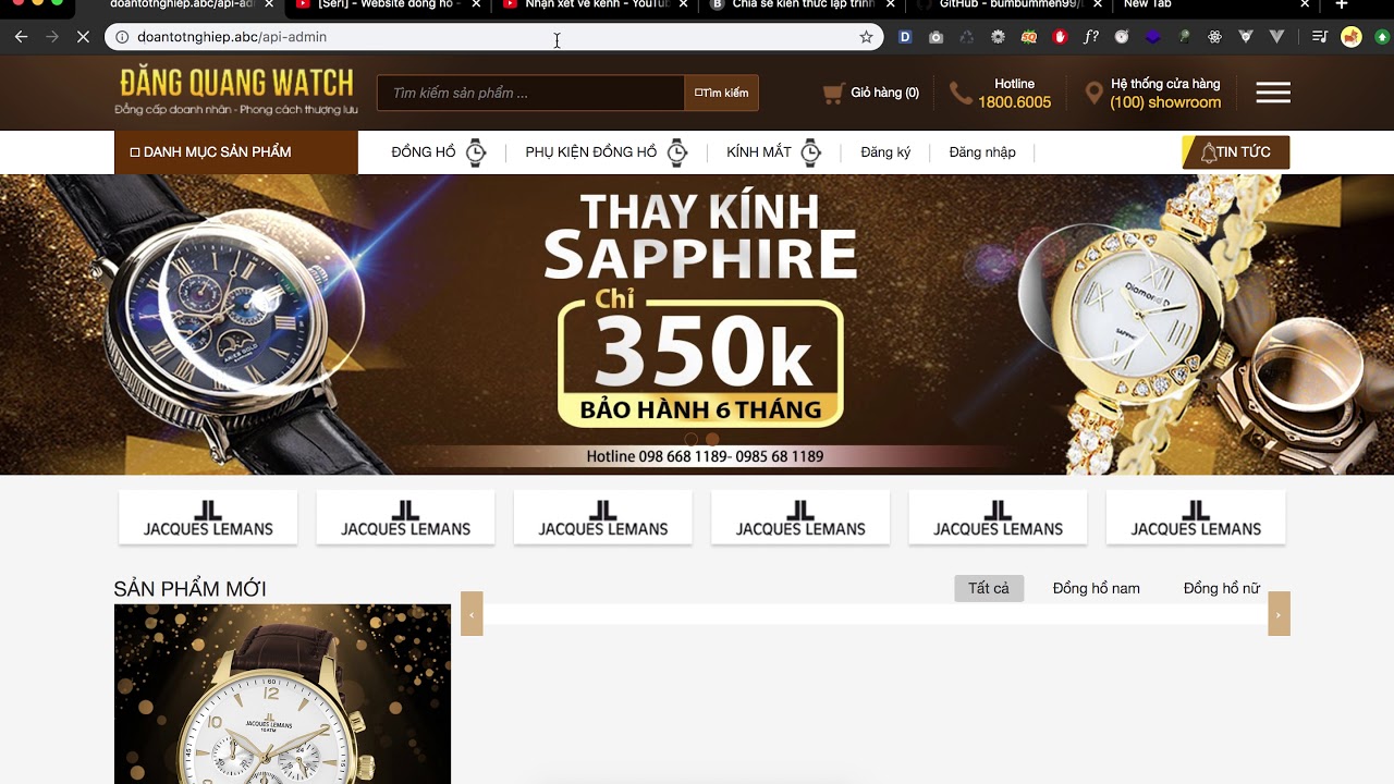 [Seri] - Website đồng hồ - Show đơn hàng trong admin