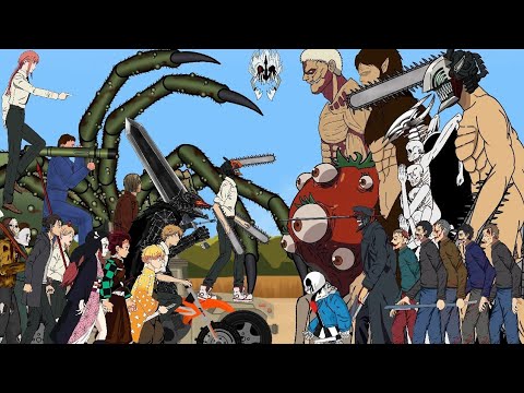 Chainsaw Man, Demon Slayer VS , Darkness Devil, Spider Clicker - Drawing Cartoon2