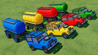 PARKOUR OF COLORS! TRANSPORT SMALL TANKERS with LAND ROVER CARS ! Farming Simulator 22