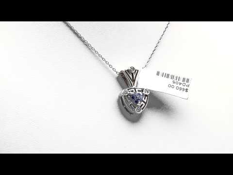 Modern White Gold Trillion Tanzanite Diamond Gemstone Pendant [PD405]