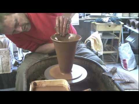 Throwing a Pointed Flared Trumpet shaped Terracotta wall vase on the wheel