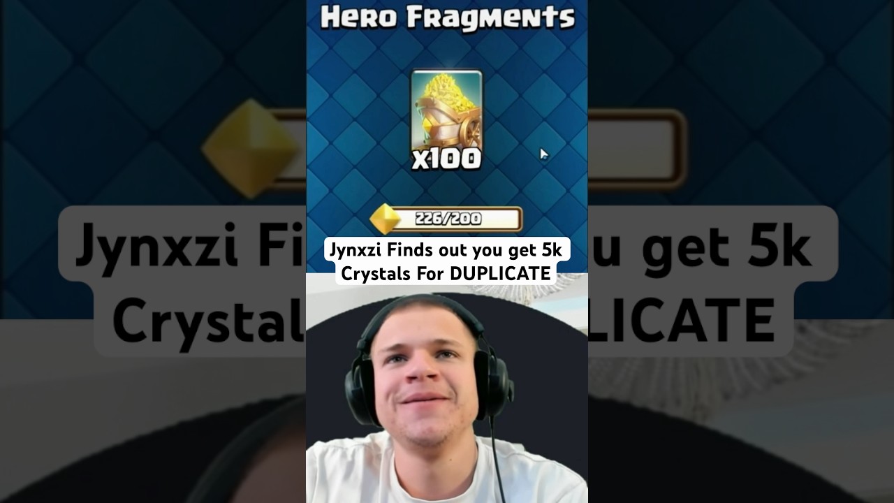 Jynxzi Unlocks his First Hero #jynxzi #clashroyale #hero #duplicate #crystals #currency