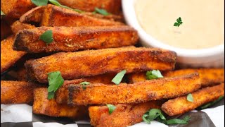CRISPY AND Delicious Sweet Potato Fries in the Air Fryer with a special sauce-Sweet Potato Fries