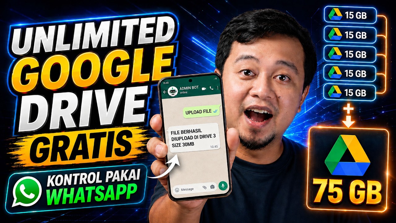 GOOGLE DRIVE UNLIMITED IS REAL! Gabung Banyak Google Drive Dan Kontrol Pakai WHATSAPP GRATISS