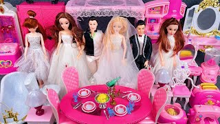 19 Minutes Satisfying with Unboxing Wedding Barbie Family House Play Set Review Toys | ASMR