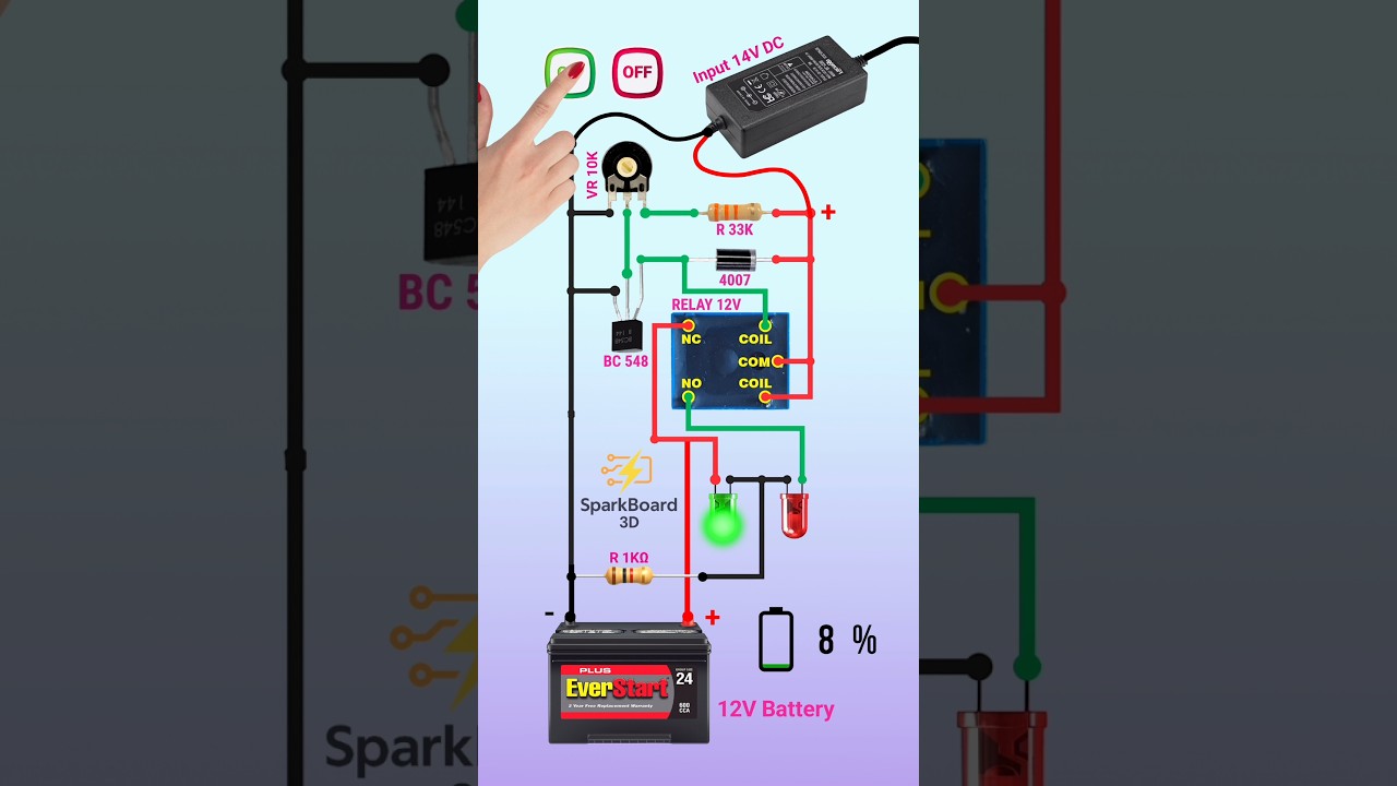 Smart 12V auto cut-off battery charger circuit | Battery charger | Auto cut-off