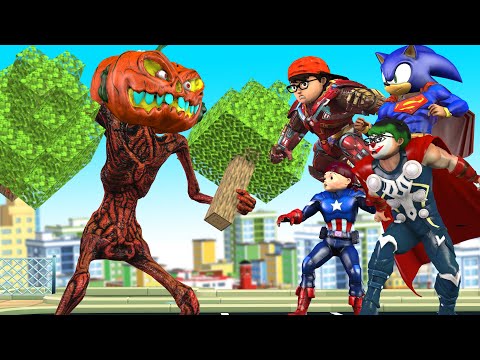 Team AVENGER Super Hero Nick vs Giant Zombie Siren Head - Scary Teacher 3D Funny Animation Story