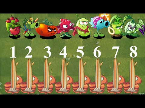 PvZ 2 Challenge - All Plants 1 Power Up Vs 08 Octopus & Surfer - Who 's Best Plant?