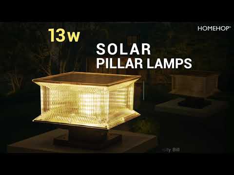 13W Solar LED Main Gate Light For Home Outdoor Pillar Waterproof Compound Wall Lamp for Garden