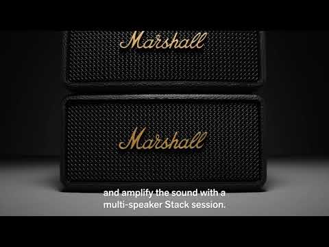 Marshall Middleton Waterproof portable Bluetooth® speaker (Black and Brass)  at Crutchfield