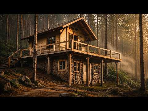 15 Days Alone Deep in the Forest: I Built a Warm Wood & Stone Shelter and Smoked Eel