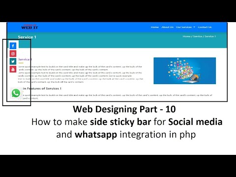 Web Designing Part 10 How to make side sticky bar for social media and whatsapp integration in php