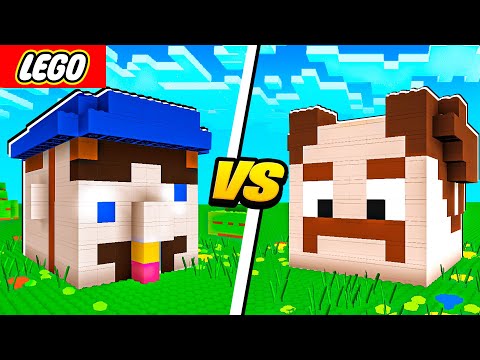 Jeffy vs Marvin LEGO House Battle in Minecraft!