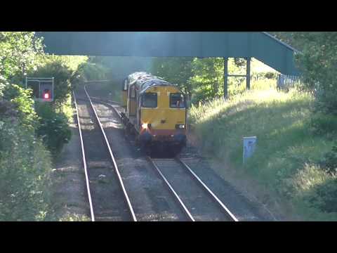 DRS Class 20 No's 20303 + 20309 + 20305 + 20308 on 0Z22 Belmont Yard - Crewe GB on 17.6.14 - HD