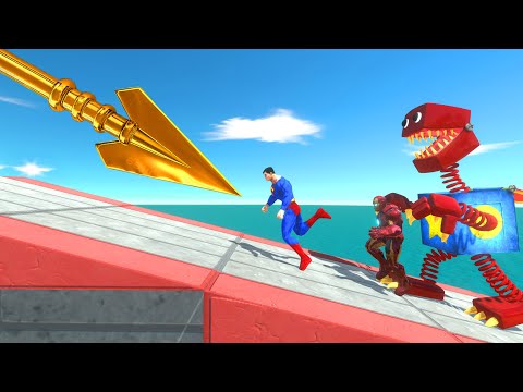 Can They Survive the Giant Spike Cannon Challenge - Superheroes VS Creepy Monsters