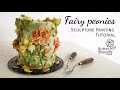 Palette knife  "Fairy peonies", Buttercream flowers painting on cake, Tutorial | Butter & Blossoms