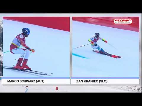 GS race comparison 1st run   Marco Schwarz 🇦🇹   Žan Kranjec 🇸🇮 , Courchevel, February 17, 2023