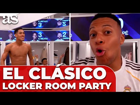 JOY ERUPTS in the Real Madrid locker room after BEATING Barcelona in El Clásico