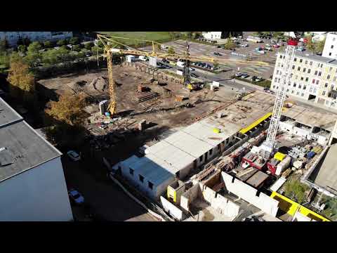Rundflug auf der Baustelle im HirschQuartier vom 12.10.2019