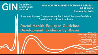 GIN-NA Webinar Series: Equity in Guideline Development: Evidence Syntheses - 24th January 2024