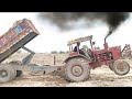 Bestvideo MTZ 50 Belarus Tractor Smoke With Heavy Load Trolley In Back