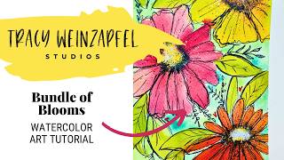 Bundle of Blooms Painting Tutorial (Mixed Media Floral Art with Ink & Glitter)
