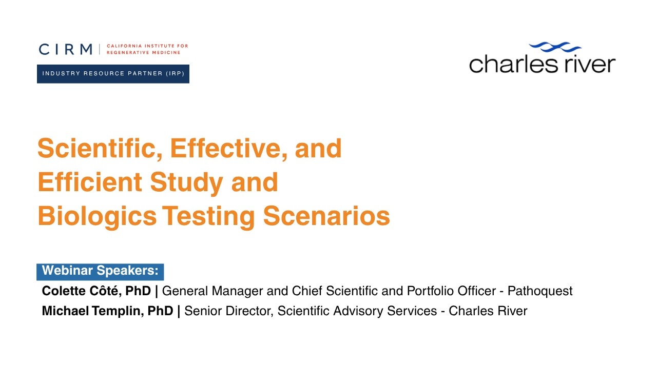 Charles River presents Scientific, Effective, and Efficient Study and Biologics Testing Scenarios