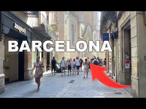 Becos da cidade de Barcelona, ​​​​Espanha 🇪🇸 - passeio a pé em 4K-HDR