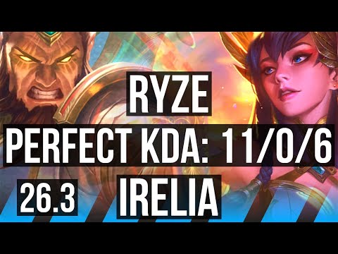 RYZE vs IRELIA (MID) | Perfect KDA: 11/0/6 | EUNE Master | 26.3