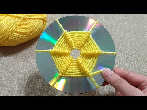 Super Easy Woolen Flower Craft Idea with Old CD - Amazing Hand Embroidery Design Trick - Sewing hack
