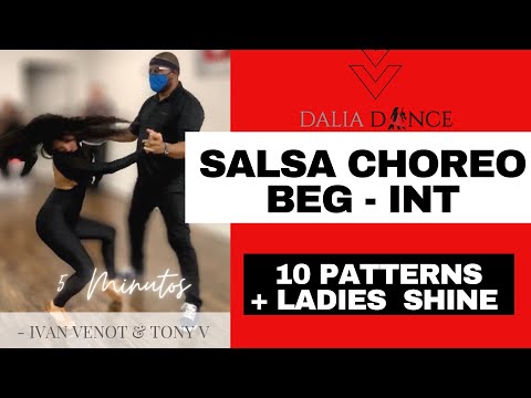 Salsa Choreography Intermediate | 🔥10 patterns + Ladies Shine🔥 [5 Minutos - Ivan Venot & Tony Velard