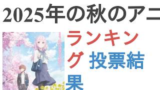 2025年の秋のアニメでどの女性キャラが好きですか？【ランキング】