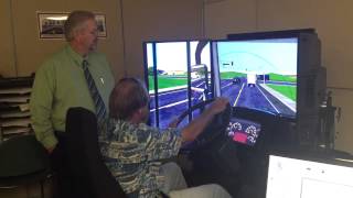 Photographer Will Lester tries Omnitrans coach simulator