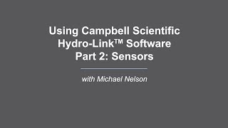 campbell scientific hydro-link part 2 : capteurs