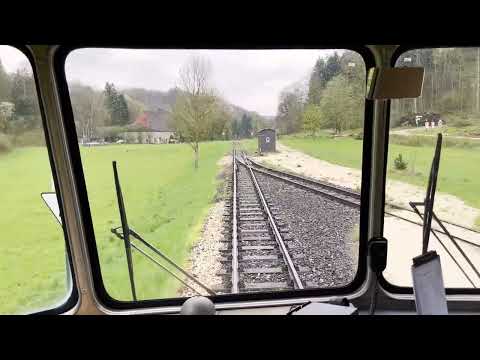 Härtsfeldbahn Mitfahrt im Triebwagen T33 Neresheim - Katzenstein (01.05.2023)
