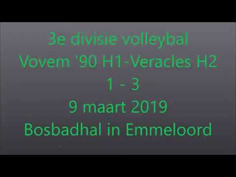3e divisie volleybal Vovem'90 H1 tegen Veracles H2 op 9 maart 2019 in Emmeloord
