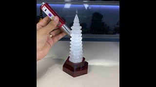 Tháp Văn Xương Đá Thạch Anh Trắng Trong Tự Nhiên Cao Cấp 19.5cm