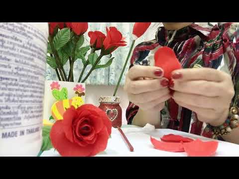 DIY valentine : How to make paper flower rose from crepe paper