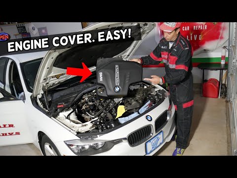 Part of a video titled BMW UPPER ENGINE COVER REMOVAL BMW F30 F31 F34 320i ...