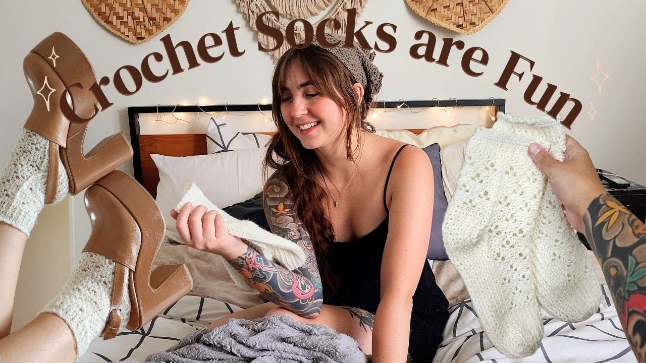 Crocheting a Pair of Cottagecore Socks // Cozy Crochet Vlog ft. my Whistling in the Dark Socks🧦✨