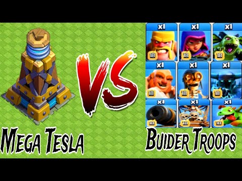 Old Builder Base Troops Vs Max Mega Tesla|Clash Of Clans
