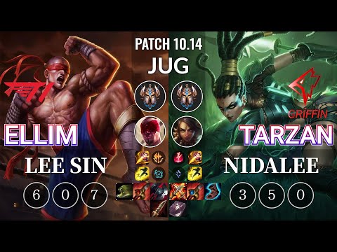 T1 Ellim Lee Sin vs GRF Tarzan Nidalee Jungle - KR Patch 10.14
