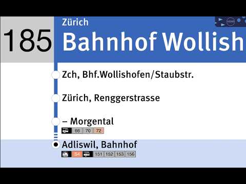 VBZ Ansagen » 185 Zürich, Bahnhof Wollishofen— Adliswil, Bahnhof via Kilchberg ZH, Asp | SLBahnen