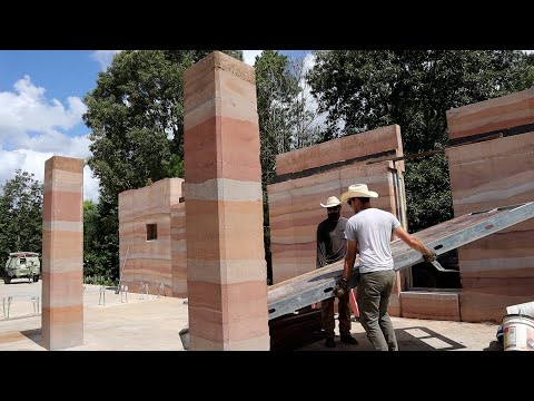 Reveal of Rammed Earth Columns in Garage - Vlog 71