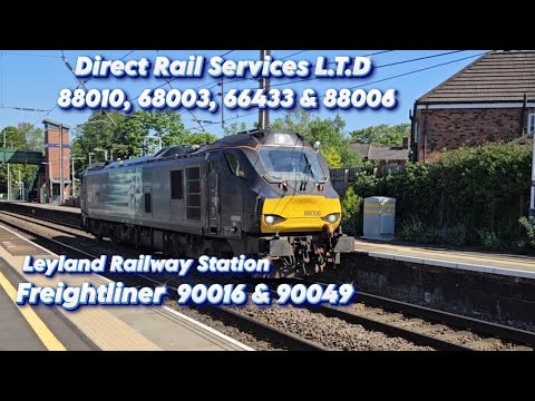 Direct Rail Services 88010, 68003, 66433, 88006 & Freightliner 90016 & 90049 At Leyland Station WCML